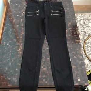 Paige Black skinny jeans with silver zipper detail